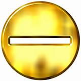 3D Golden Framed Subtaction Symbol