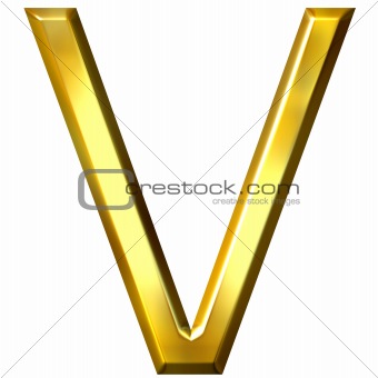3D Golden Letter V