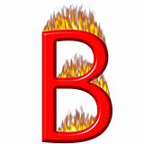 3D Letter B on Fire