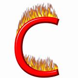 3D Letter C on Fire