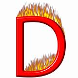 3D Letter D on Fire