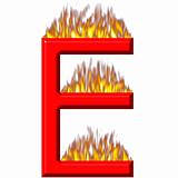 3D Letter E on Fire