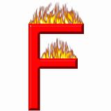 3D Letter F on Fire