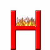 3D Letter H on Fire