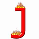 3D Letter J on Fire