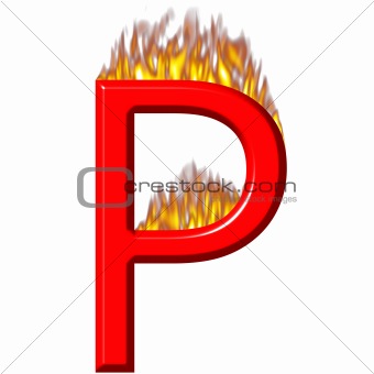 3D Letter P on Fire