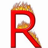 3D Letter R on Fire