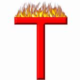 3D Letter T on Fire