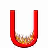 3D Letter U on Fire