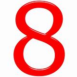 3D Red Number 8