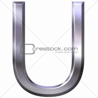 3D Silver Letter U