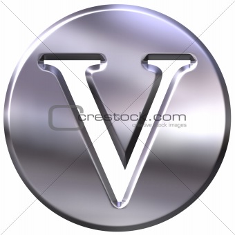 3D Silver Letter V