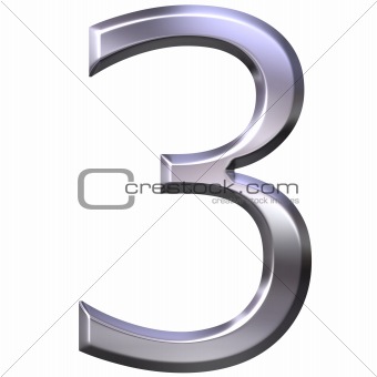 3D Silver Number 3