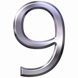 3D Silver Number 9