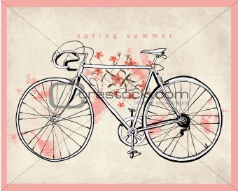 flower vintage bicycle illustration