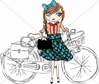 bike illustration girl