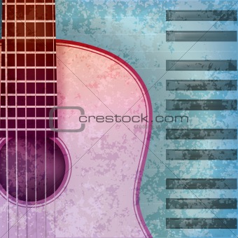 abstract music grunge background acoustic guitar and piano