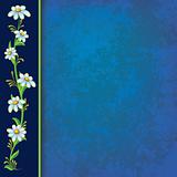 abstract blue grunge background with blue flowers