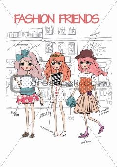summer shopping street girls