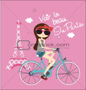 fashion bicycle girls illustration