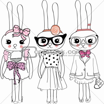 fashion illustration rabbits