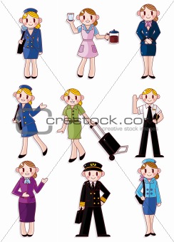 cartoon flight attendant/pilot icon