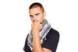Young man  a Palestinian scarf