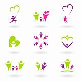 Family, relationship and people icon collection ( green, pink,