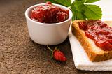 Wild strawberry jam with toast