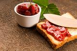 Wild strawberry jam with toast