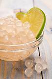 tapioca pearls with lime. white bubble tea ingredients