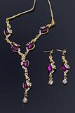 Purple Colored Diamond Necklace and Earrings