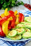 grilled vegetables - zucchini, pepper paprika on a plate