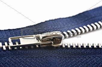 Blue zipper on white