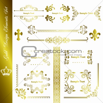 Gold design elements set