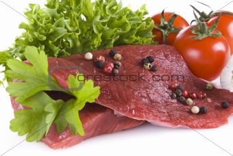 Beef frying steak with vegetables