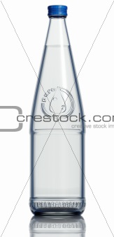 Glass bottle of soda water.