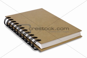 Brown recycle paper cover notebook isolated