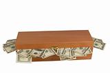 Wooden box with money