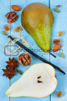 Pear, vanilla and spices.