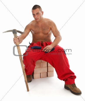 Worker with pickax