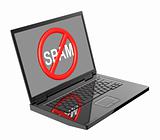 No spam sign on laptop screen.