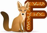 alphabet F with Fox cartoon