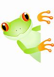 Frog cartoon and blank sign