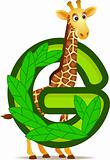 animal alphabet G with Giraffe cartoon