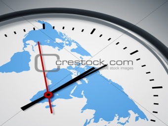 clock with world map