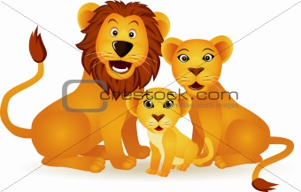 Lion family vector cartoon