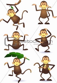 Cute monkey cartoon vector