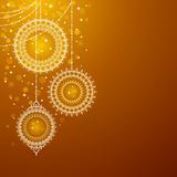 Christmas ornaments on golden background