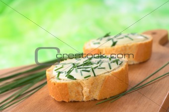 Baguette with Soft Cheese and Chives